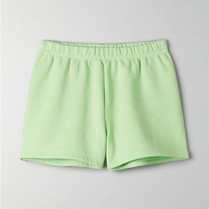 Aritzia TNA Sweat Shorts in the color “GD Fresh Mint Green”. Matching set.